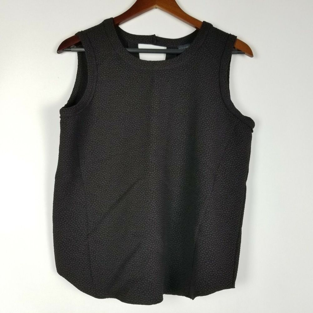 Paraphrase Womens Tank Top Size M Black Textured Keyhole Back Career Work